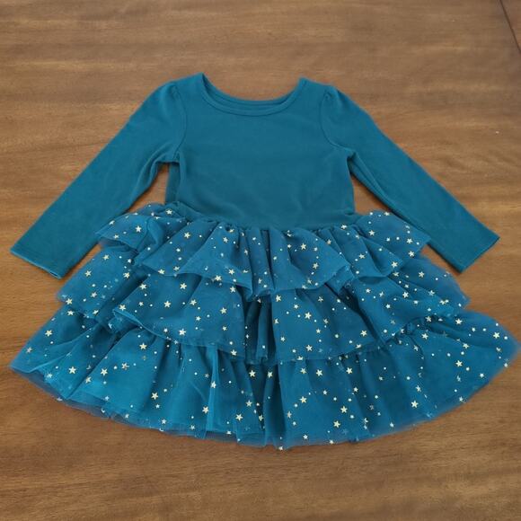 Toddler Girls turquoise tull skirt jersey long sleeve Dress size 2T NNT - Picture 1 of 8